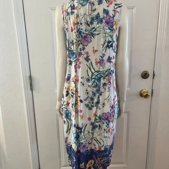 J.Jill Woman's Floral Print Pleated Summer A-Line Midi Dress Sz Lr - Picture 5 of 10